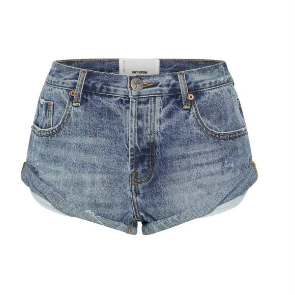 One Teaspoon Bandits Low Waist Denim Shorts - Hollywood Blue Sz 22 - Picture 6 of 7
